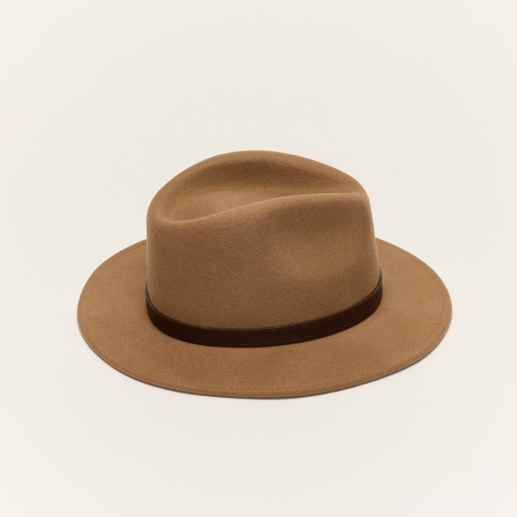 Wool Felt Fedora Hat with Leather Band