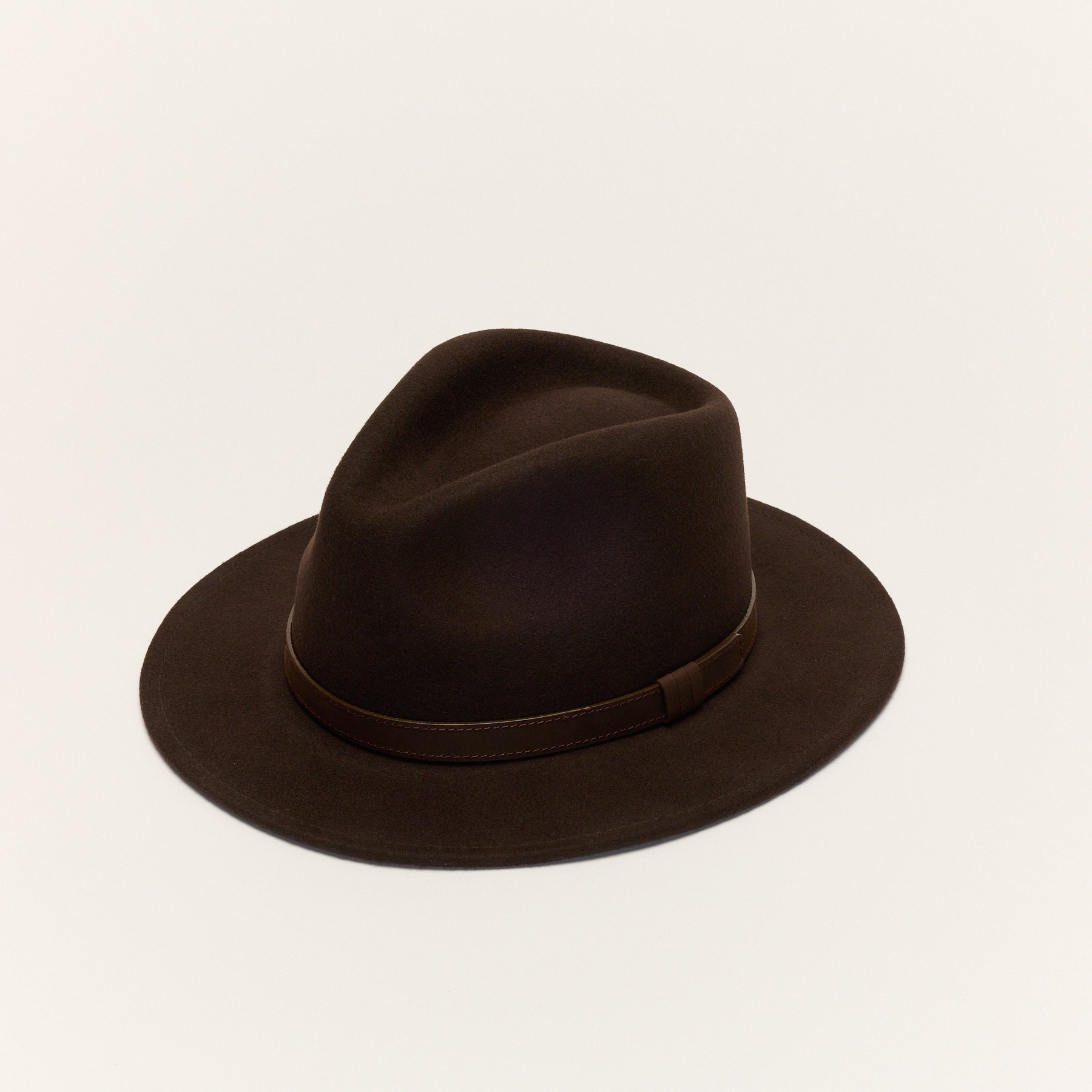Wool Felt Fedora Hat with Leather Band