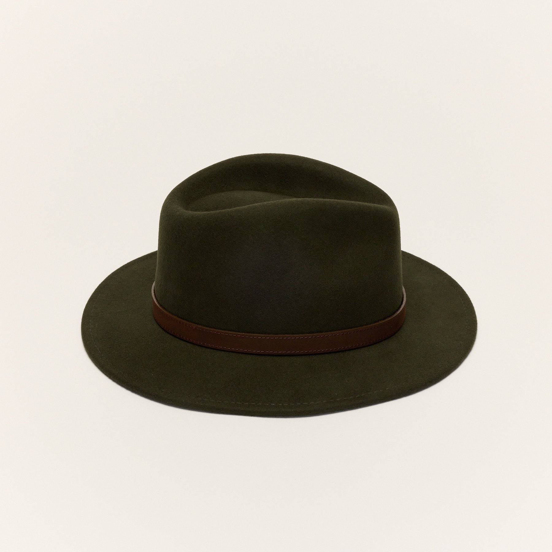 Wool Felt Fedora Hat with Leather Band