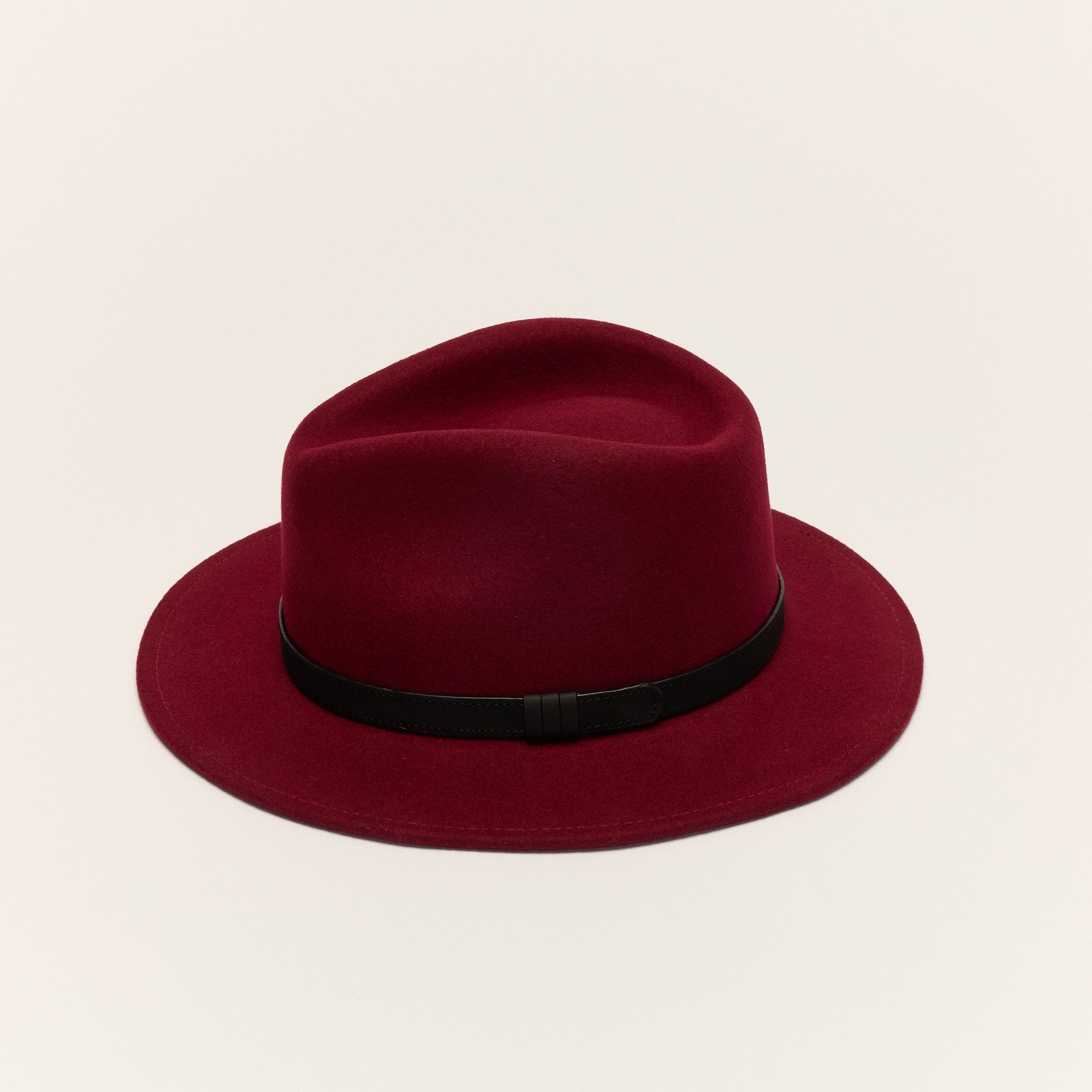 Wool Felt Fedora Hat with Leather Band
