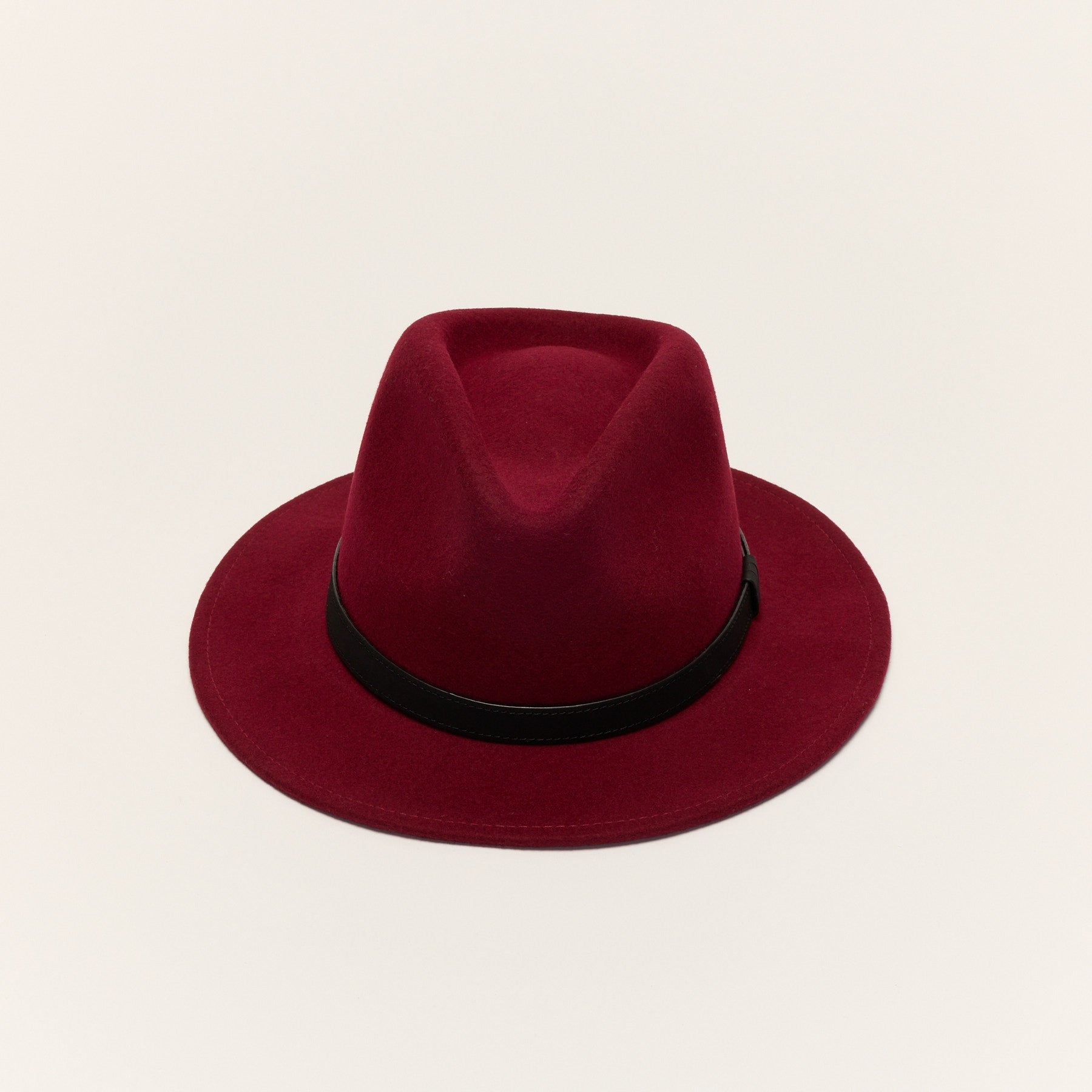 Wool Felt Fedora Hat with Leather Band