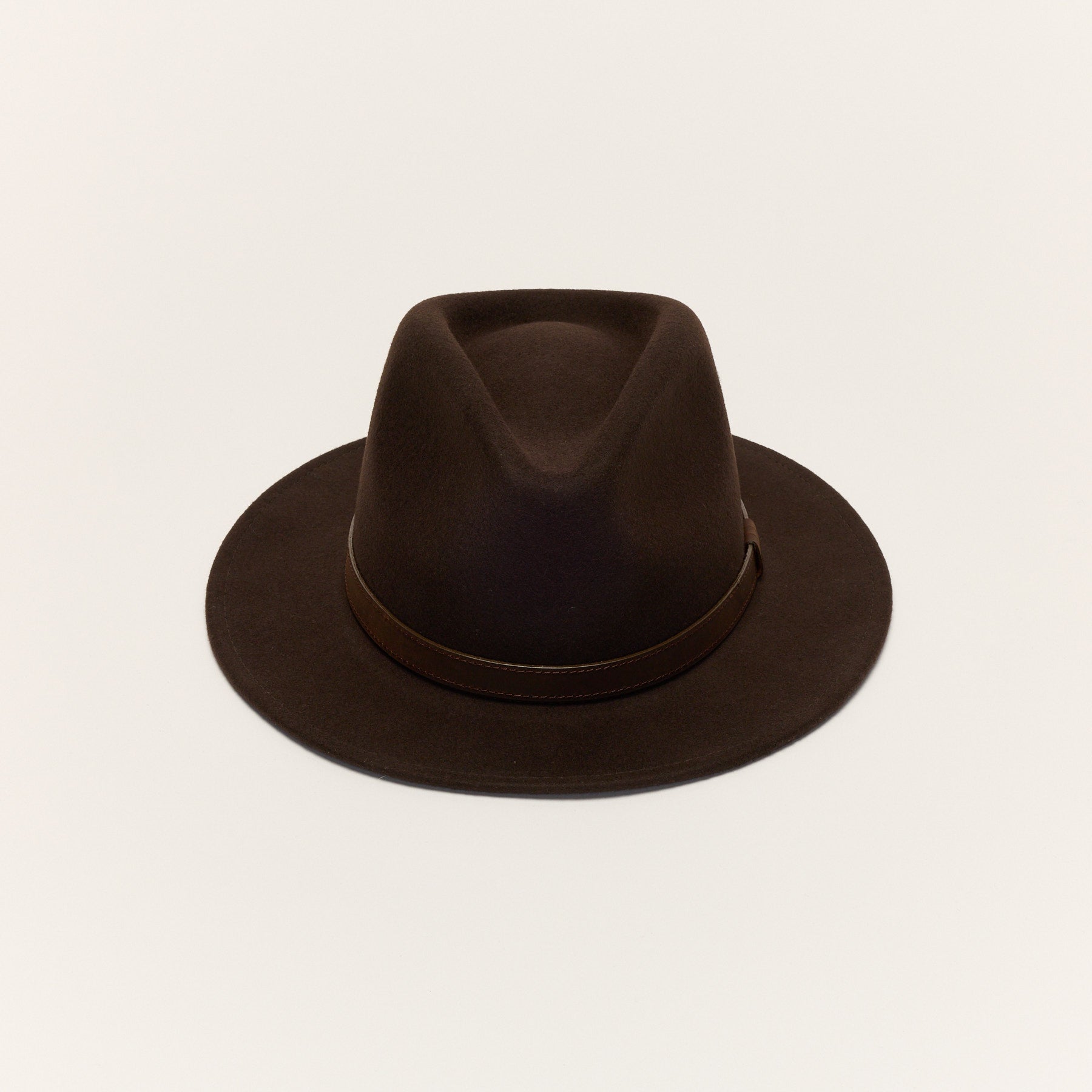 Wool Felt Fedora Hat with Leather Band