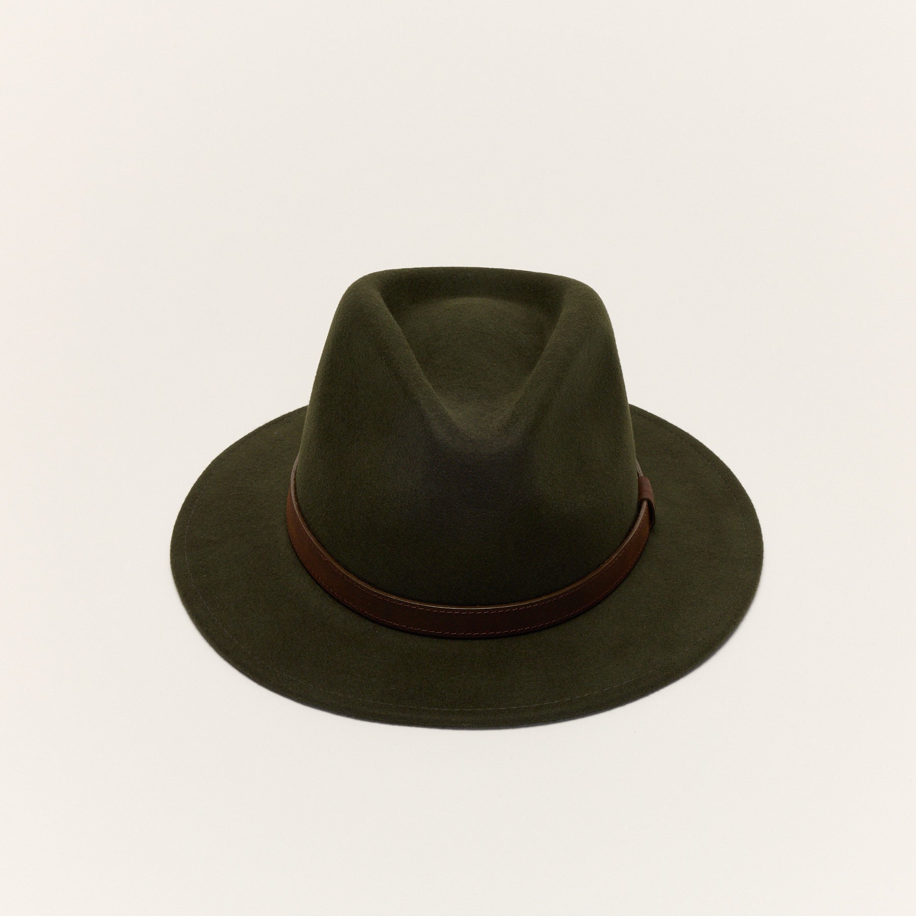 Wool Felt Fedora Hat with Leather Band