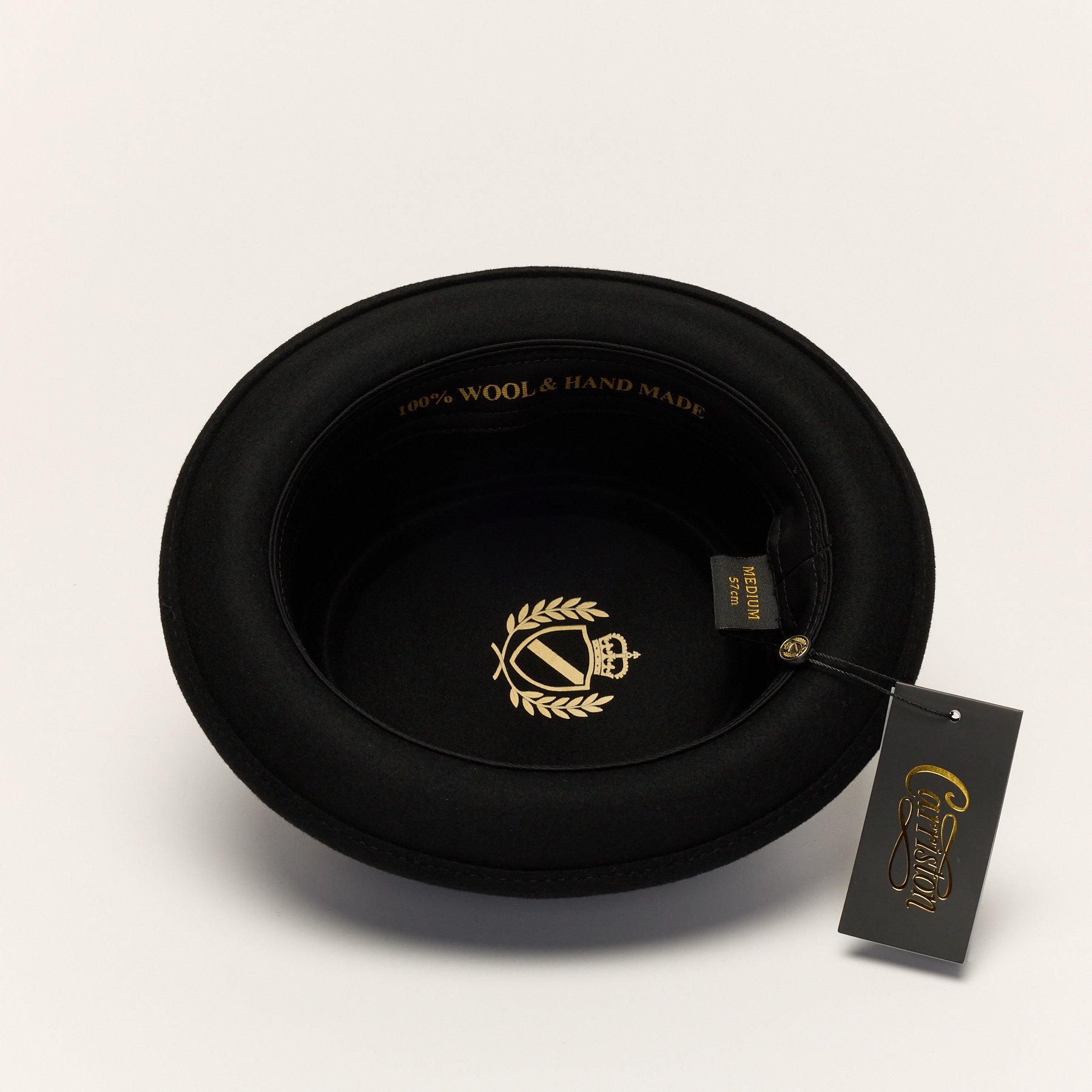 Wool Pork Pie Hat Flat Crown Feather